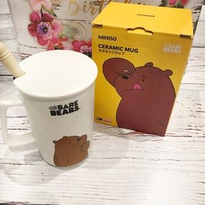 We Bare Bears mug with lid and spoon